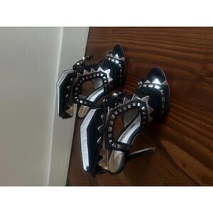 Sophia Webster Designer Black and Gold Riko High Heel Sandals